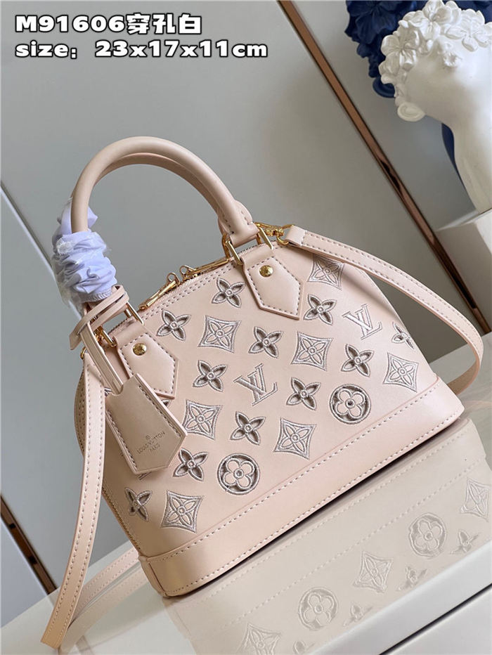 Louis Vuitton Alma BB Bag Calfskin Monogram Embroidrey M22878 Beige High