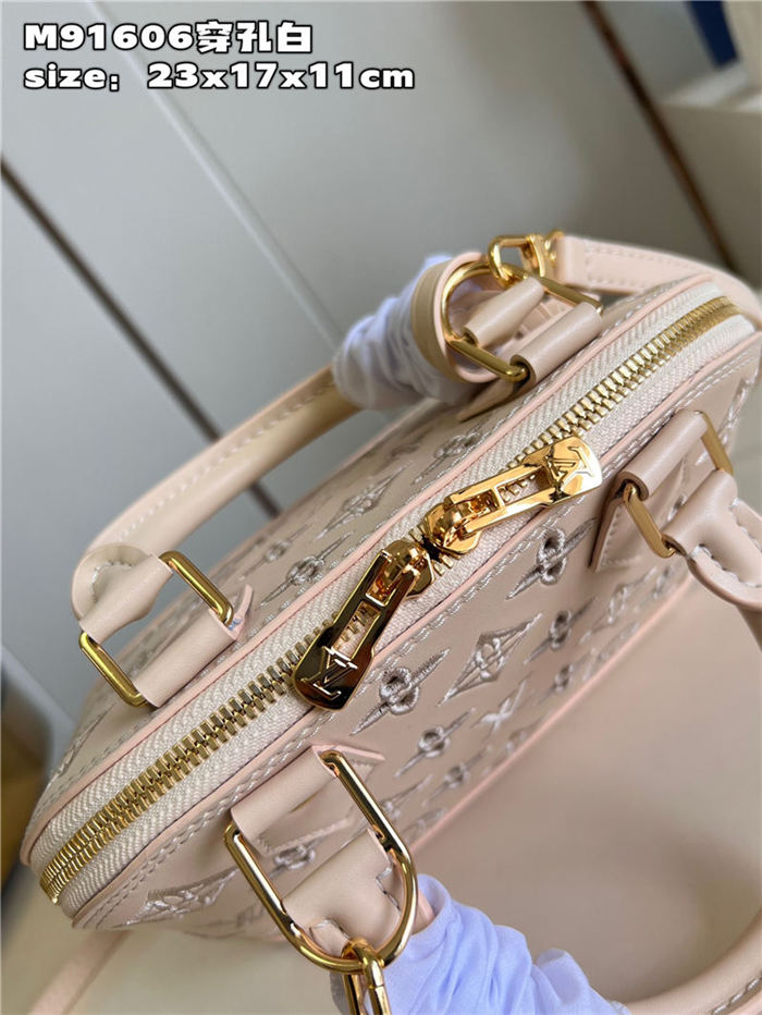 Louis Vuitton Alma BB Bag Calfskin Monogram Embroidrey M22878 Beige High