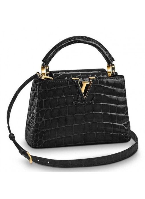 Louis Vuitton Capucines Mini Crocodile Bag N93429 Black High