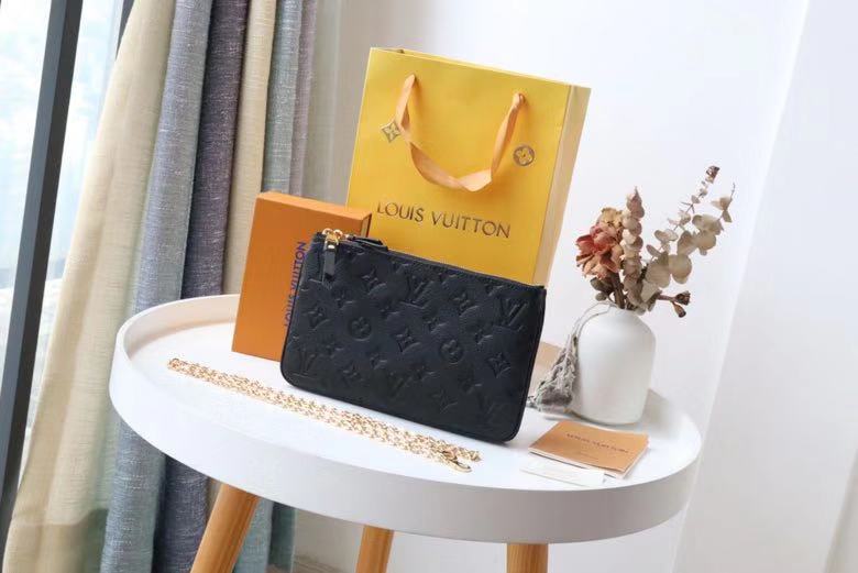 Louis Vuitton DOUBLE ZIP POCHETTE Monogram Empreinte Black High