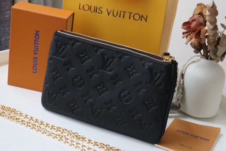 Louis Vuitton DOUBLE ZIP POCHETTE Monogram Empreinte Black High