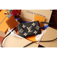 Louis Vuitton DOUBLE ZIP POCHETTE Monogram Empreinte Black and Beige High