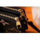 Louis Vuitton DOUBLE ZIP POCHETTE Monogram Empreinte Black and Beige High