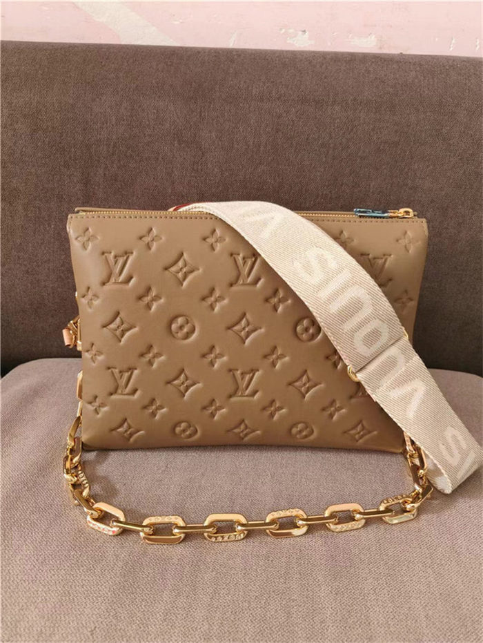 Louis Vuitton COUSSIN PM Monogram-embossed puffy lambskin Khaki M57790 High