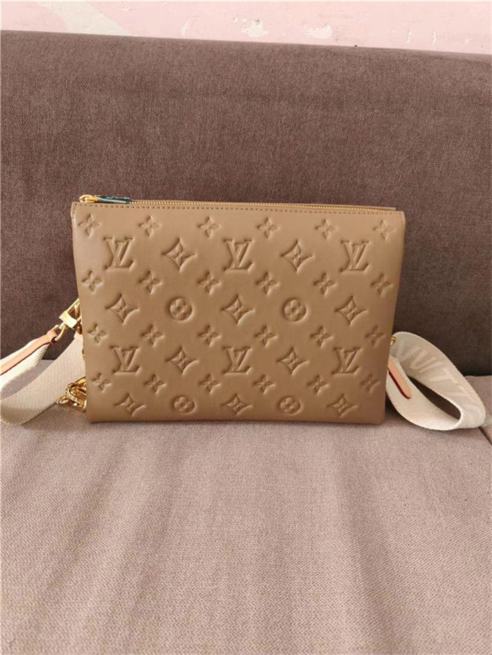 Louis Vuitton COUSSIN PM Monogram-embossed puffy lambskin Khaki M57790 High