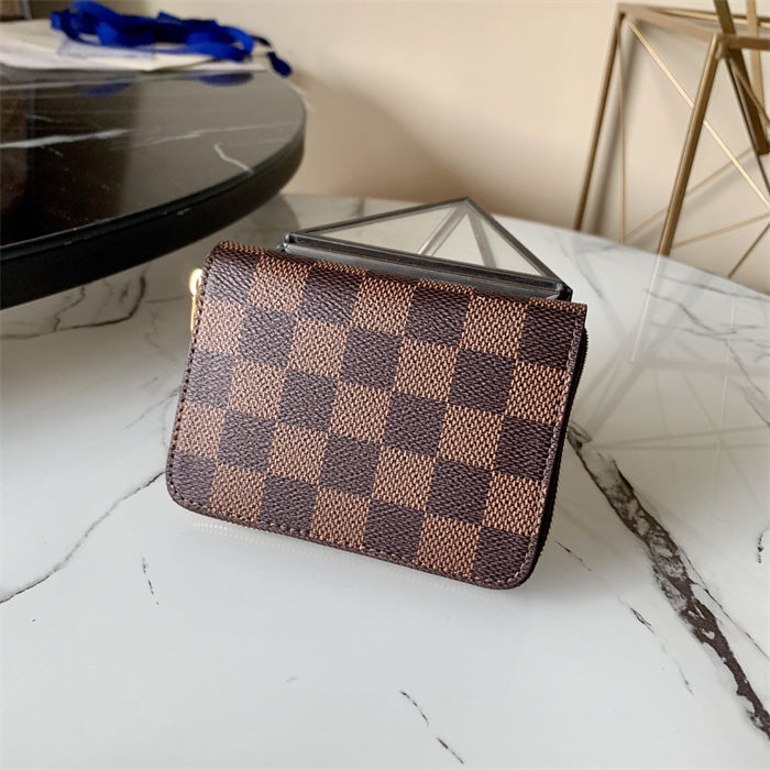 Louis Vuitton Zippy Coin Purse Damier Ebene Coffee-Inside N63070 High