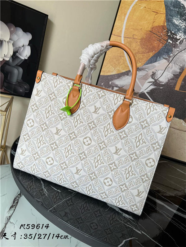 Louis Vuitton ONTHEGO MM Since 1854 Jacquard textile Ecru / Caramel M59614 High