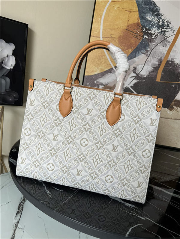 Louis Vuitton ONTHEGO MM Since 1854 Jacquard textile Ecru / Caramel M59614 High