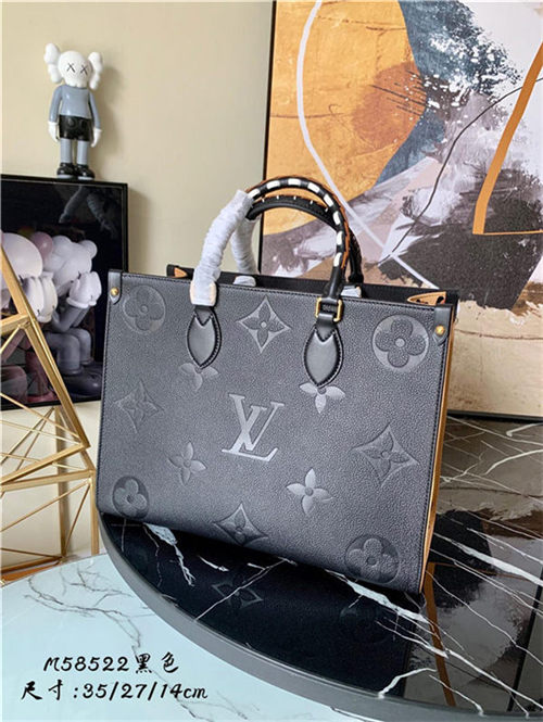 Louis Vuitton ONTHEGO MM Embossed supple grained cowhide leather M58522 Black High