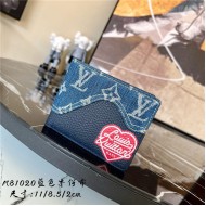 Louis Vuitton SLENDER WALLET Monogram denim and Taurillon leather Blue M81020 High