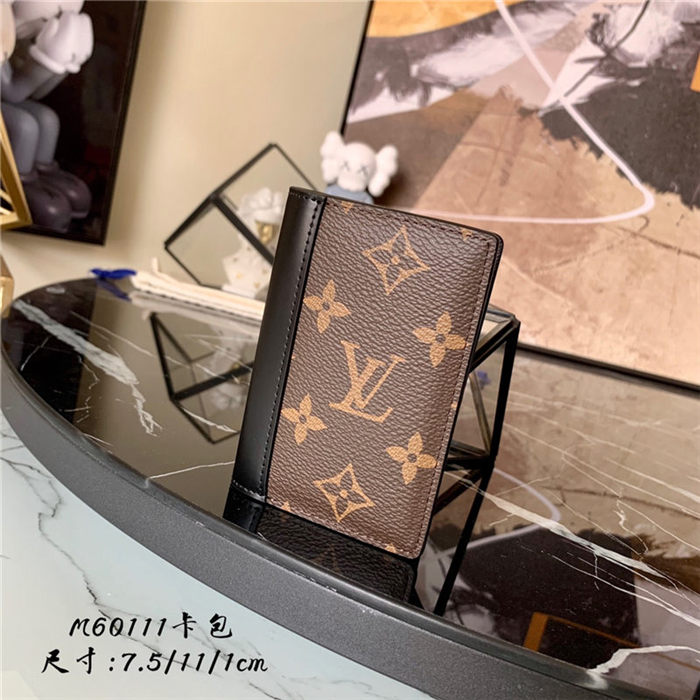 Louis Vuitton POCKET ORGANIZER Monogram Macassar M60111 Black High