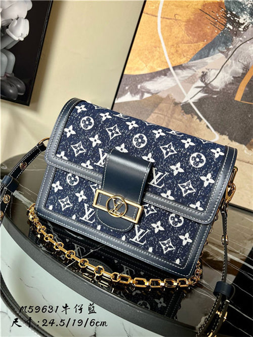 Louis Vuitton DAUPHINE MM BAG Denim Blue High