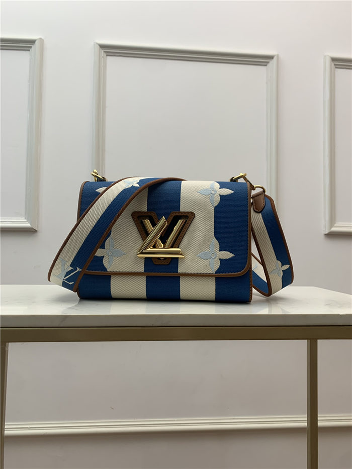 Louis Vuitton TWIST MM Embroidered canvas and calf leather M57659 Blue High