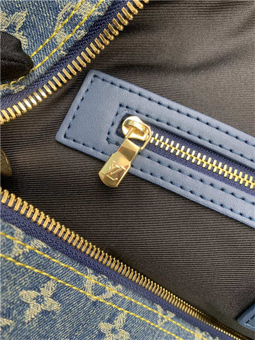 Louis Vuitton KEEPALL BANDOULIÈRE 50 Monogram denim and Taurillon leather Blue M45975 High