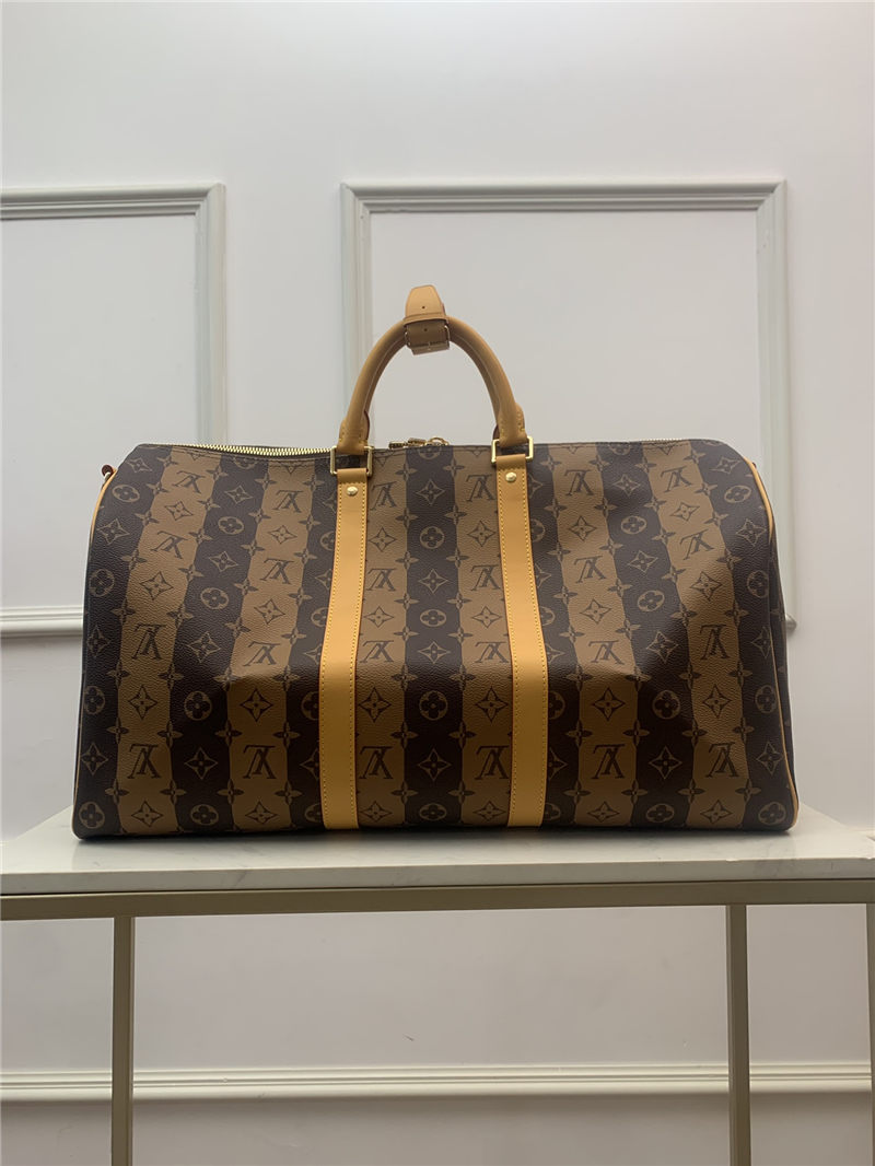 Louis Vuitton KEEPALL BANDOULIÈRE 50 Monogram Stripes Brown M45967 High