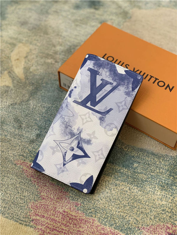 Louis Vuitton BRAZZA WALLET Monogram Watercolor M80457 Blue High