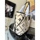 Louis Vuitton NEVERFULL MM Embroidered embossed supple grained cowhide leather Cream M46039 High