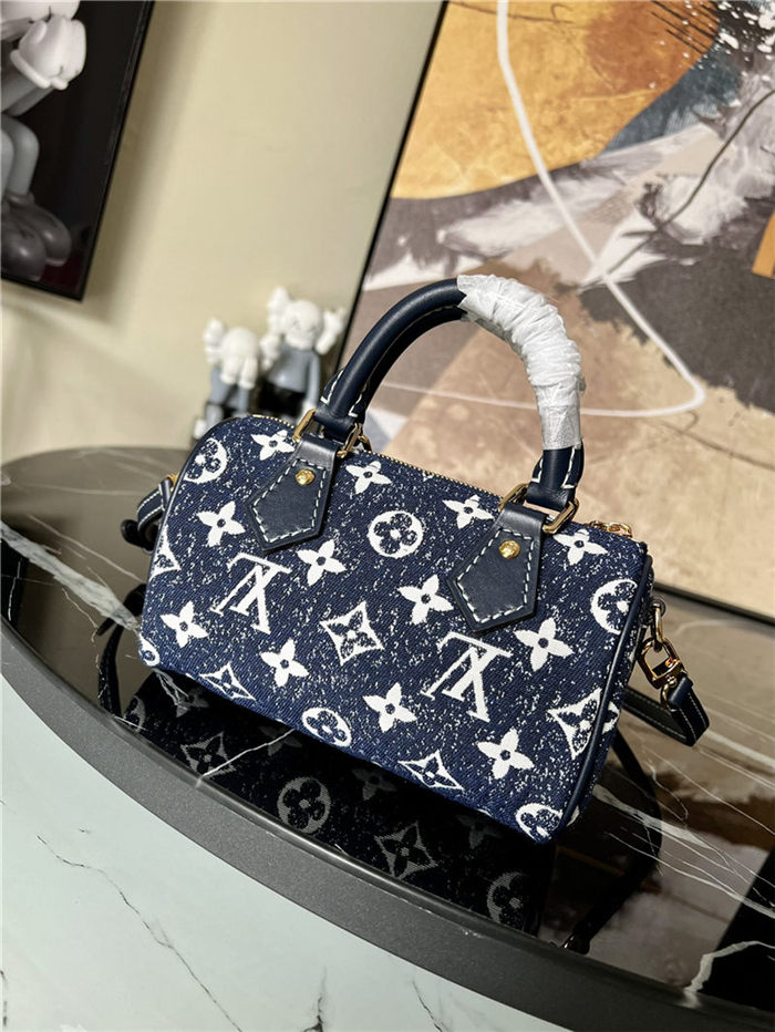 Louis Vuitton NANO SPEEDY Monogram jacquard denim Blue M81213 High