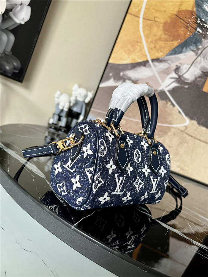 Louis Vuitton NANO SPEEDY Monogram jacquard denim Blue M81213 High