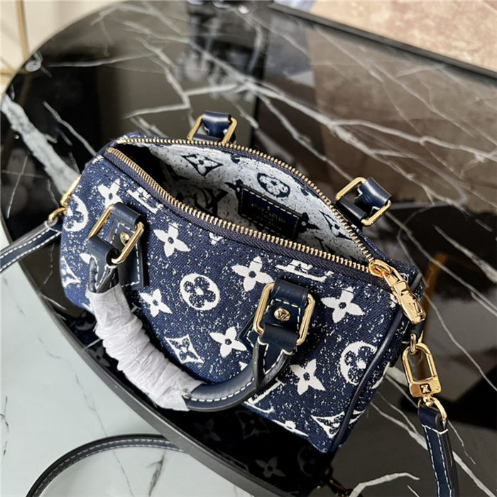 Louis Vuitton NANO SPEEDY Monogram jacquard denim Blue M81213 High