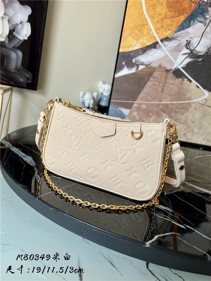 Louis Vuitton EASY POUCH ON STRAP Embossed Monogram Empreinte cowhide leather Cream High