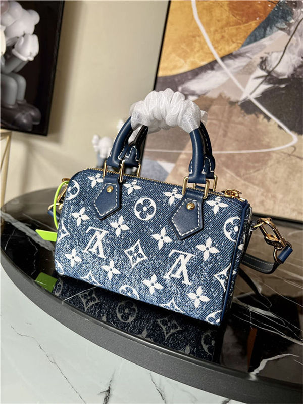 Louis Vuitton NANO SPEEDY Monogram jacquard denim Blue M81168 High