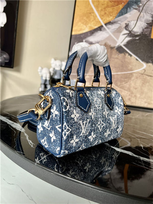 Louis Vuitton NANO SPEEDY Monogram jacquard denim Blue M81168 High