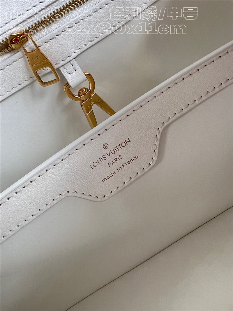 Louis Vuitton Capucines MM Calfskin leather embroidery White M22922/M22863 High