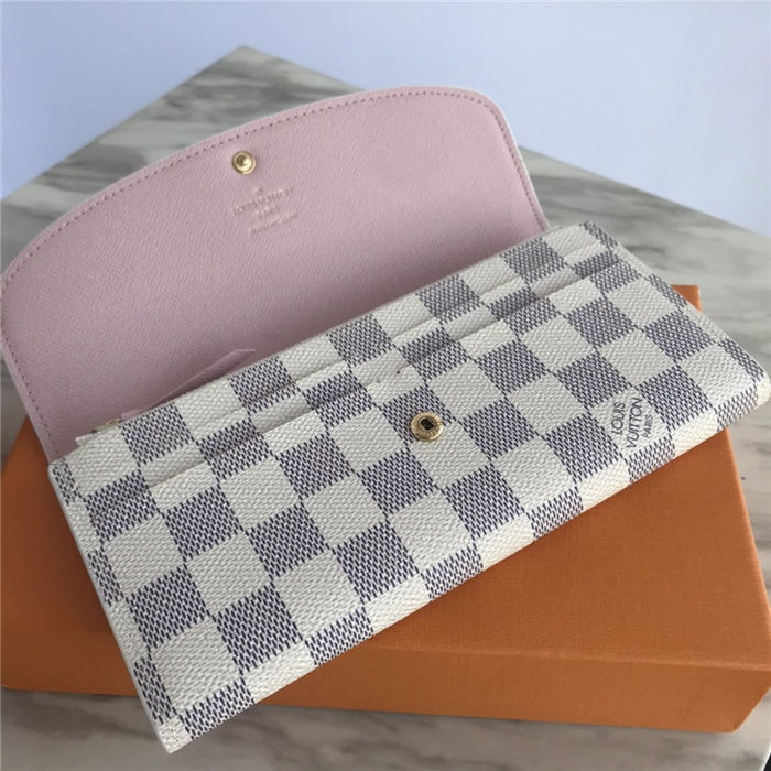 Louis Vuitton Emilie Wallet Damier Azur Pink High