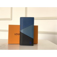 Louis Vuitton BRAZZA WALLET Taiga Blue High