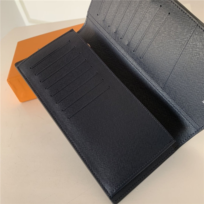 Louis Vuitton BRAZZA WALLET Taiga Blue High