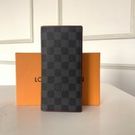 Louis Vuitton BRAZZA WALLET Damier Graphite Red High