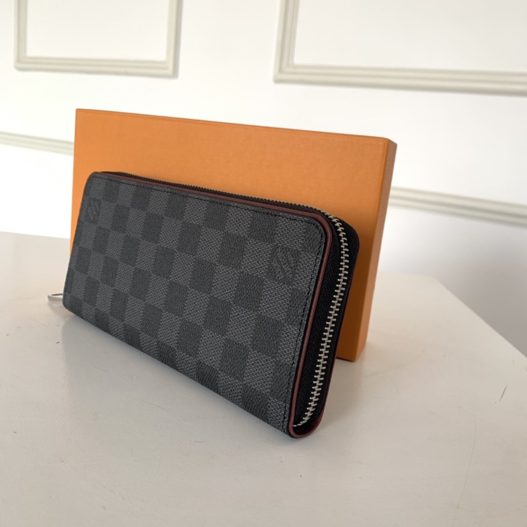 Louis Vuitton ZIPPY WALLET VERTICAL Damier Graphite Red High