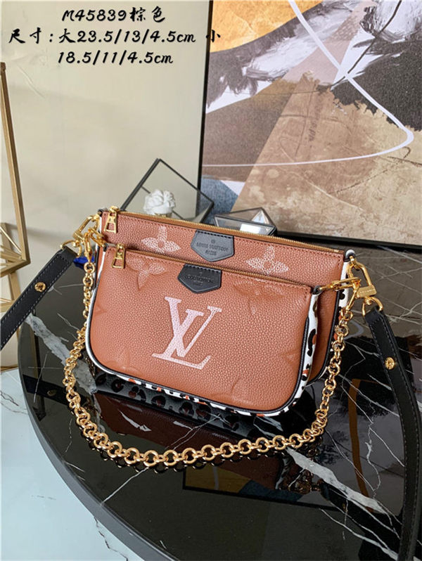 Louis Vuitton MULTI POCHETTE ACCESSOIRES Embossed supple grained cowhide leather Caramel M45839 High