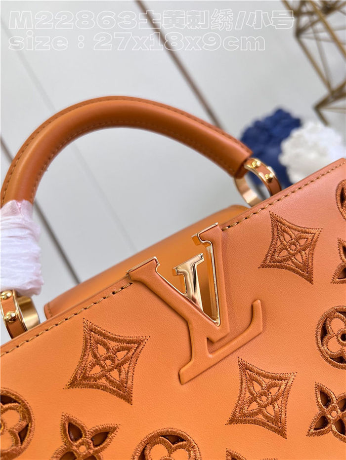 Louis Vuitton Capucines BB Calfskin leather embroidery Saffron Yellow M22922/M22863 High