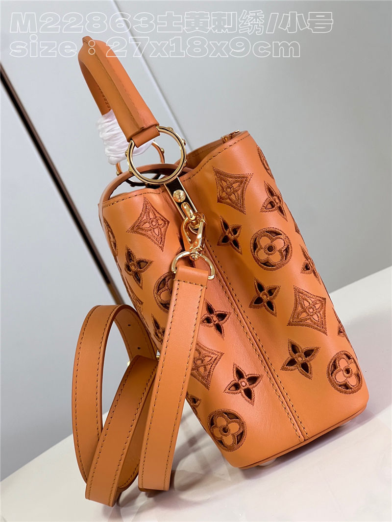 Louis Vuitton Capucines BB Calfskin leather embroidery Saffron Yellow M22922/M22863 High