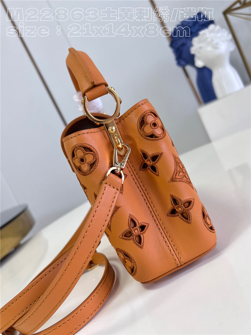 Louis Vuitton Capucines Mini Calfskin leather embroidery Saffron Yellow M22922/M22863 High