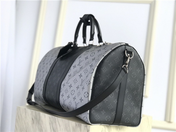 Louis Vuitton KEEPALL BANDOULIÈRE 50 Monogram Eclipse Silver High