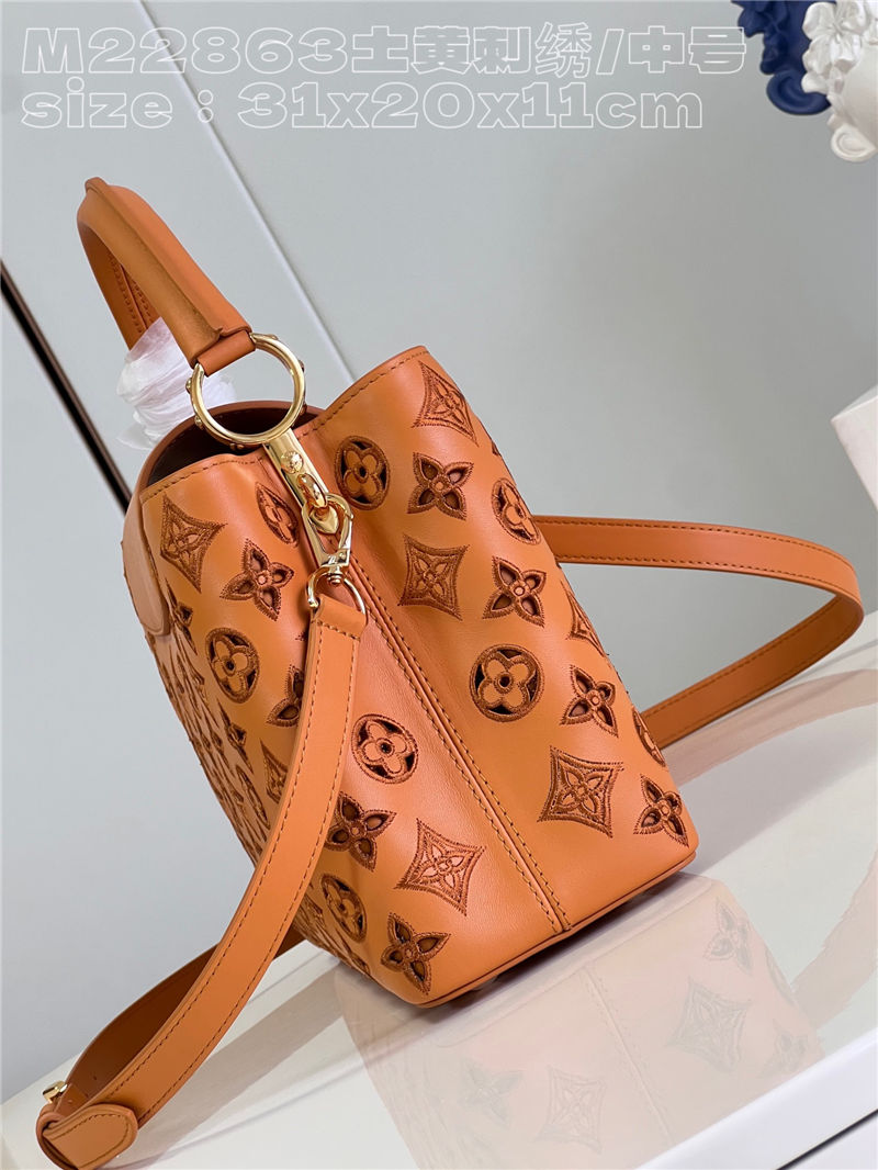 Louis Vuitton Capucines MM Calfskin leather embroidery Saffron Yellow M22922/M22863 High