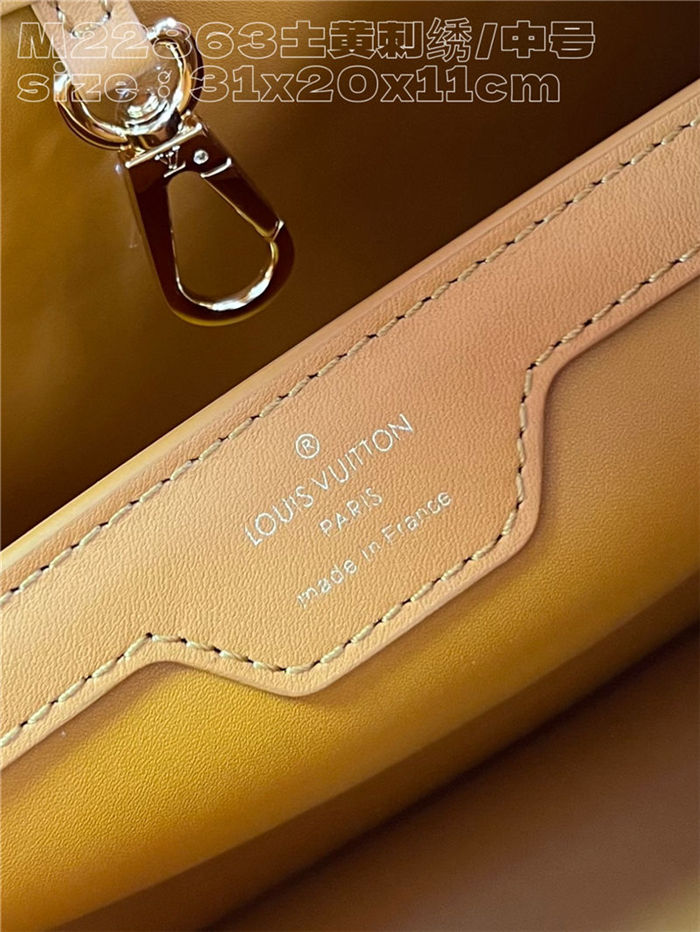 Louis Vuitton Capucines MM Calfskin leather embroidery Saffron Yellow M22922/M22863 High