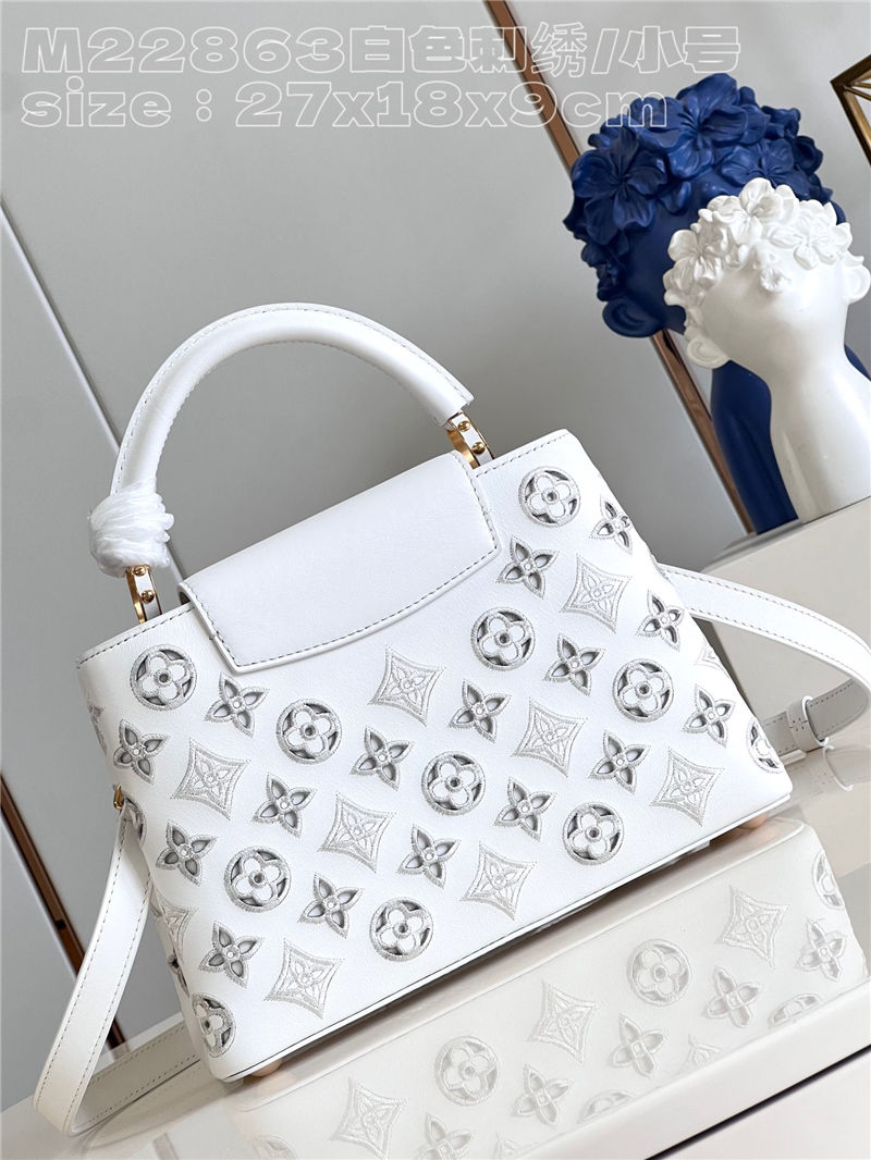 Louis Vuitton Capucines BB Calfskin leather embroidery White M22922/M22863 High