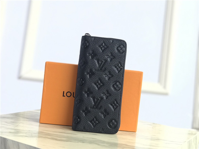 Louis Vuitton ZIPPY WALLET VERTICAL Taurillon Embossed Black High