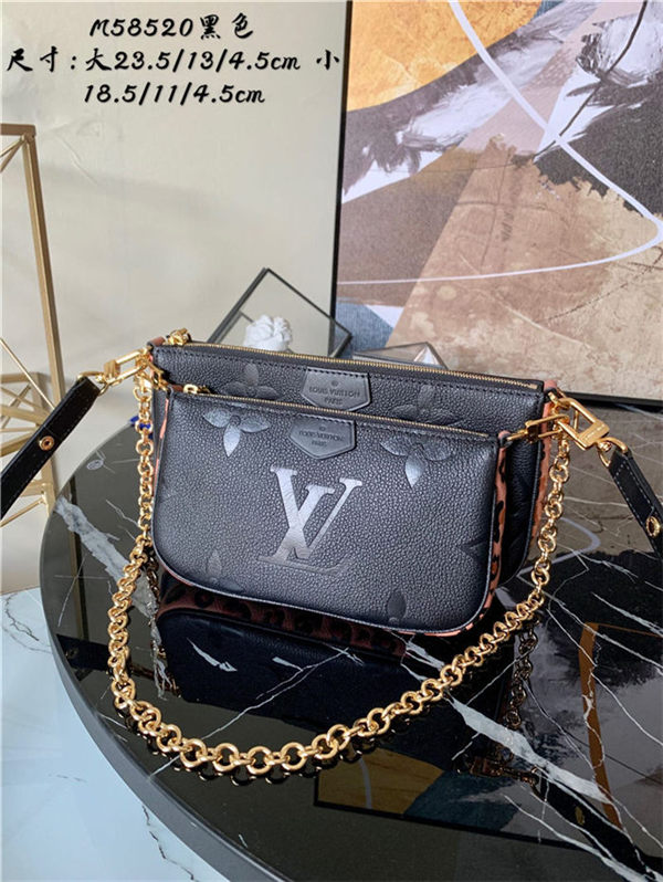 Louis Vuitton MULTI POCHETTE ACCESSOIRES Embossed supple grained cowhide leather Black M58520 High