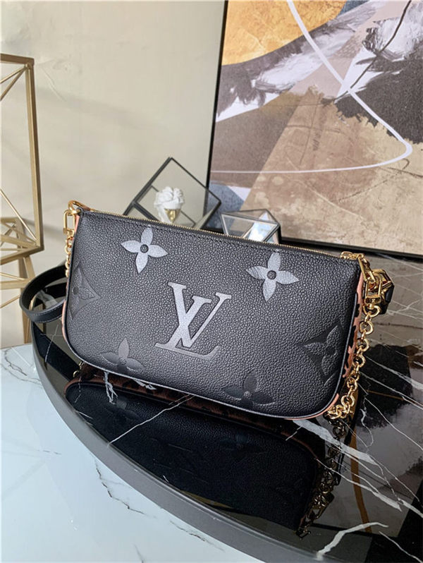 Louis Vuitton MULTI POCHETTE ACCESSOIRES Embossed supple grained cowhide leather Black M58520 High