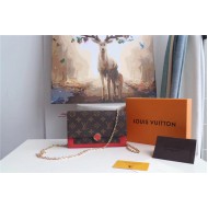 Louis Vuitton Flore Chain Wallet Monogram Canvas Red