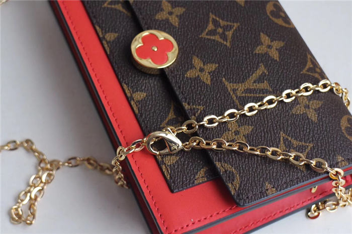 Louis Vuitton Flore Chain Wallet Monogram Canvas Red