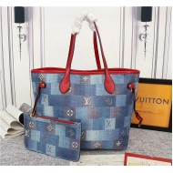 Louis Vuitton Neverfull MM Bag Monogram Denim Mid