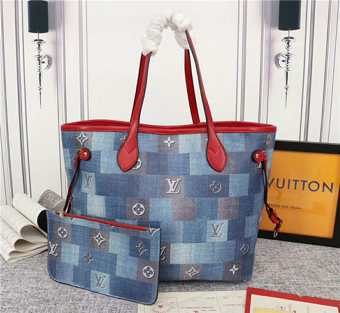 Louis Vuitton Neverfull MM Bag Monogram Denim Mid