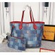 Louis Vuitton Neverfull MM Bag Monogram Denim Mid