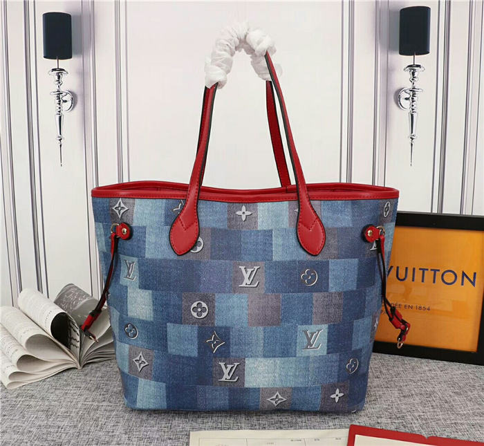 Louis Vuitton Neverfull MM Bag Monogram Denim Mid